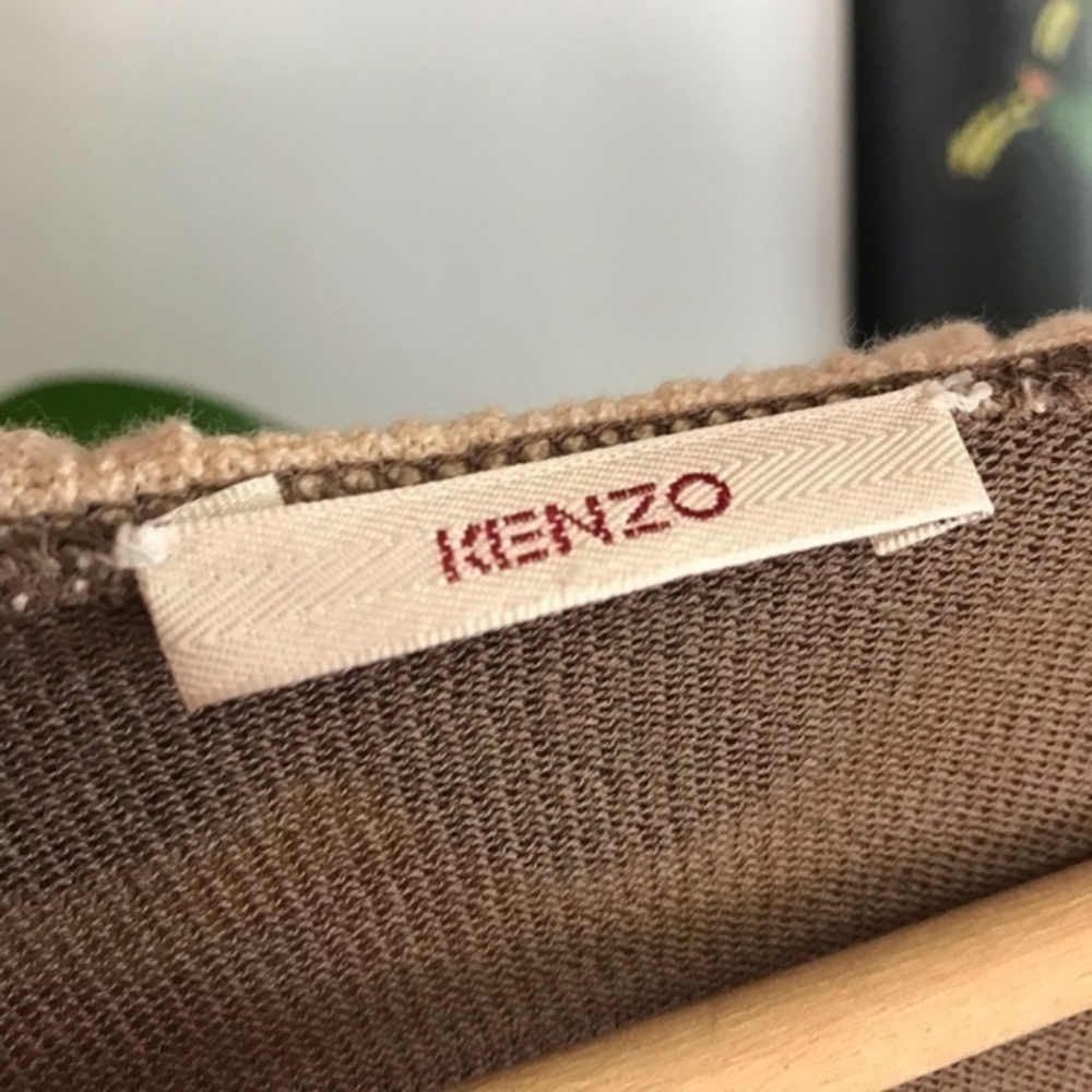 Kenzo Brown Colorful Stripe Ruffle Peplum Tie Front Cardigan Sweater Small - Picture 10 of 16